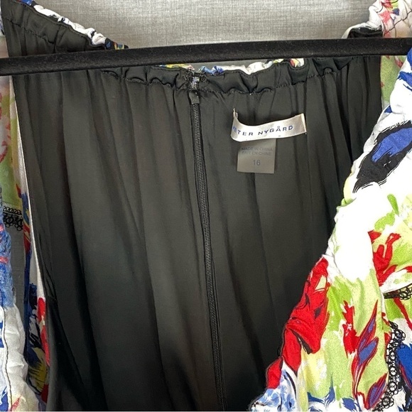 Peter Nygard Floral Midi Dress Sz 16 Ruffles Off the Shoulder - Picture 11 of 12